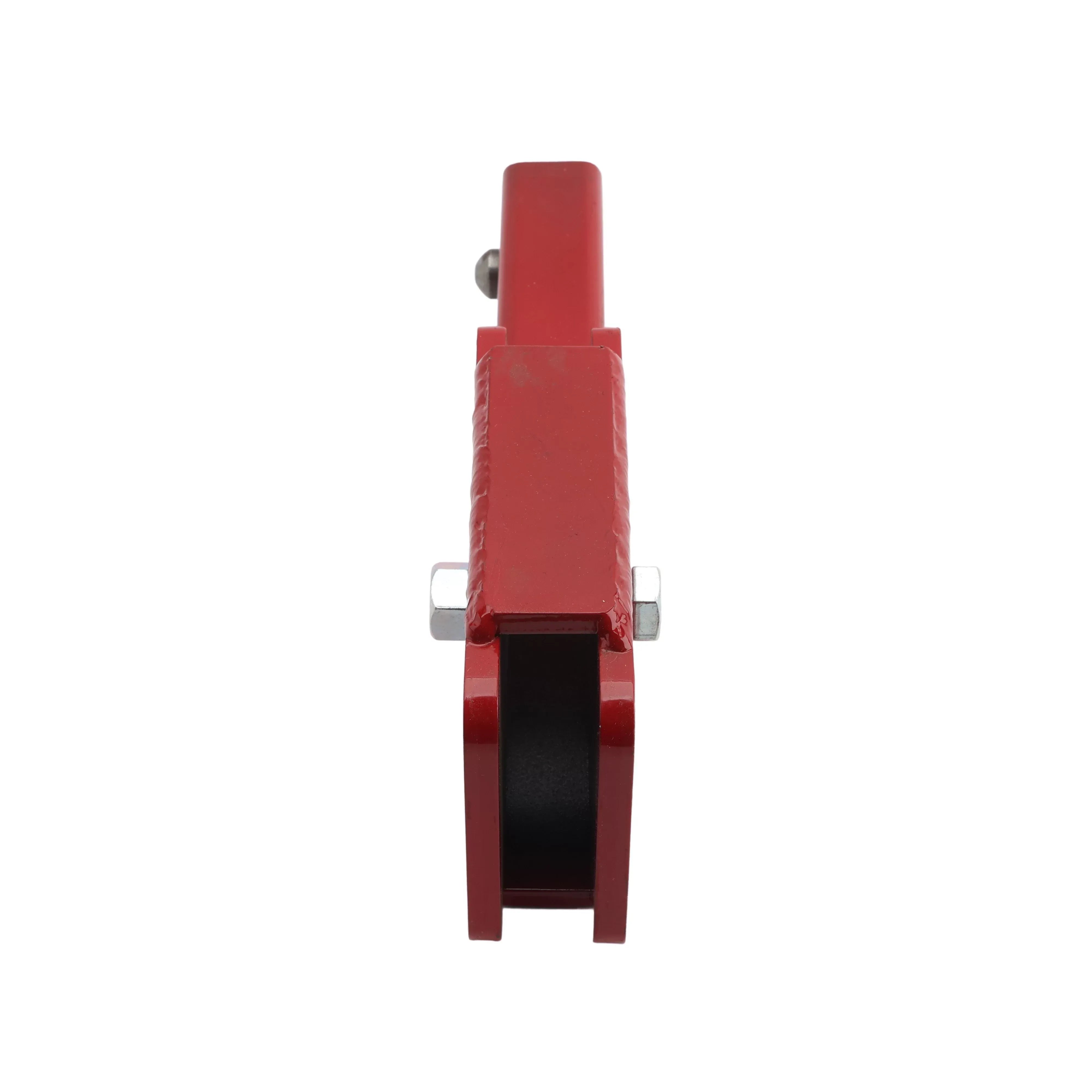Rear vertical view of the stake driver accessory, showcasing the slim profile of the striking head which allows for precise vertical alignment when anchoring large structures in tough soil.