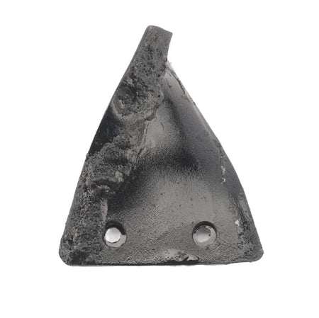 A direct overhead shot of the 9027 ground breaker point, emphasizing the precise placement of the bolt-on attachment holes for a secure fit on 4 inch to 12 inch snap-on augers.
