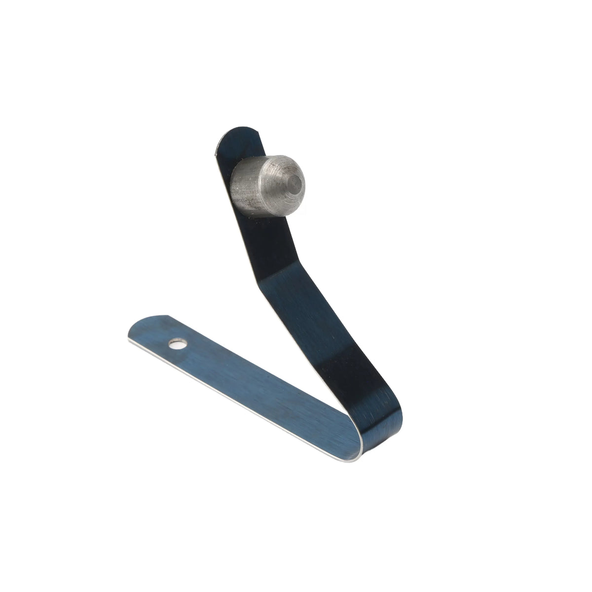 Upright view of the Little Beaver 9058 snap button spring showing the tapered locking pin that secures auger extensions.