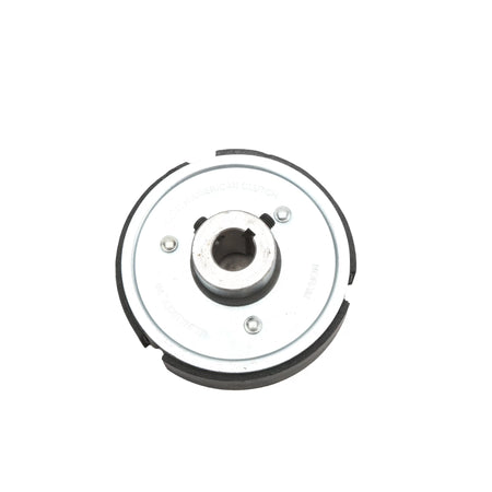 Top-down view of the Little Beaver CCO-5# fiber shoe hub showing the 3/4-inch engine shaft collar and keyway alignment slot.