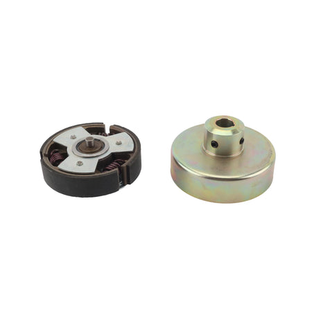 Little Beaver CCO-8# clutch change-over kit showing the spring-loaded fiber shoe hub alongside the 1-inch bore cast steel drum.