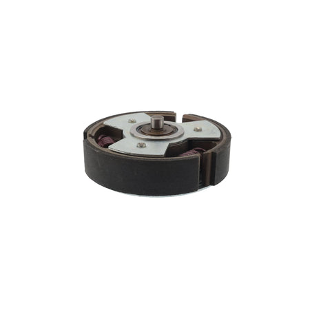 Angled view of the spring-loaded fiber clutch shoes that expand outward under centrifugal force to drive mechanical earth drills.