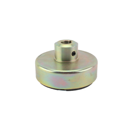 Steel outer clutch drum for 8 HP Little Beaver mechanical earth drills showing the 1-inch engine shaft hub with set screw mounting.