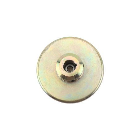 Top-down view of the 1-inch engine bore hub and keyway slot on the Little Beaver CCO-8# clutch drum for shaft mounting.