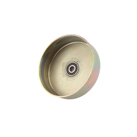 Inner lining of the cast steel clutch drum showing the smooth friction surface and center ball bearing assembly.