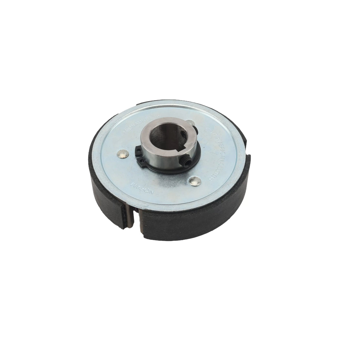 Top-down view of the Little Beaver CCO-8# fiber shoe assembly showing three centrifugal weights and a keyway shaft collar.