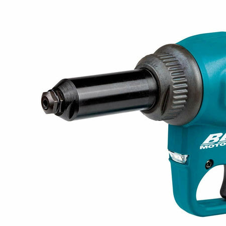 Makita 18V LXT Brushless Cordless Rivet Tool Kit high-torque rivet gun with LED light and ergonomic grip close-up
