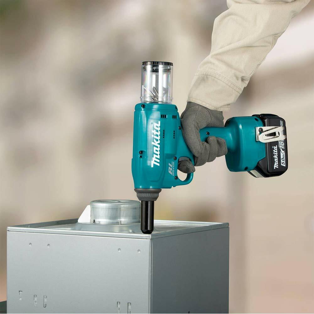 Makita 18V LXT Brushless Cordless Rivet Tool Kit XVR01T with LED light and ergonomic grip for high-torque riveting tasks
