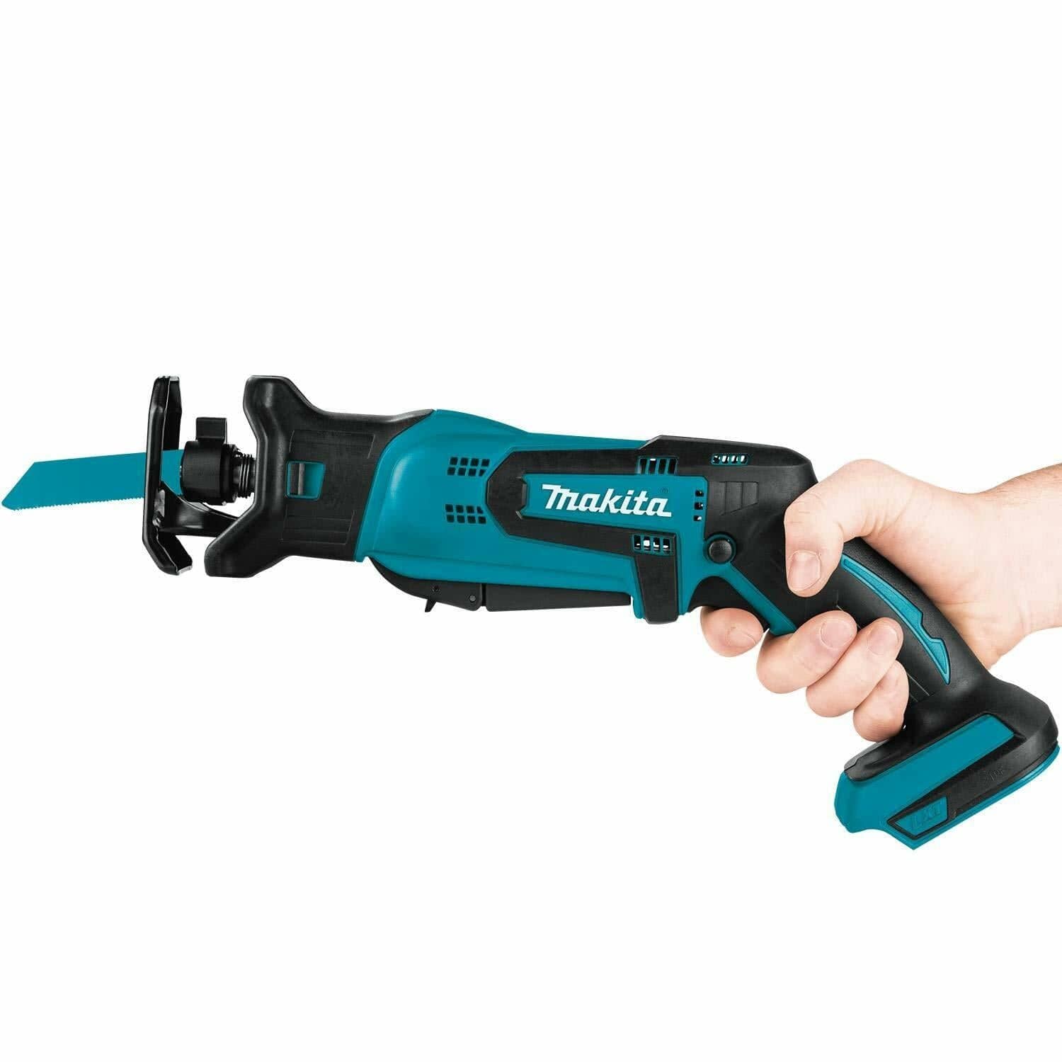 Makita_18V_LXT_Cordless_Compact_Reciprocating_Saw_XRJ01Z_Bare_Tool_Variable_Speed_0-3_000_SPM_Dual_Paddle_Trigger_Switch_LED_Light_6.jpg

Action shot of a user holding the Makita XRJ01Z saw with a 5.0Ah battery to cut a copper pipe inside an open stud wall.

Makita_18V_LXT_Cordless_Compact_Reciprocating_Saw_XRJ01Z_Bare_Tool_Variable_Speed_0-3_000_SPM_Dual_Paddle_Trigger_Switch_LED_Light_3.jpg

A hand holds the Makita XRJ01Z bare tool against a white background to show its side profile and grip.