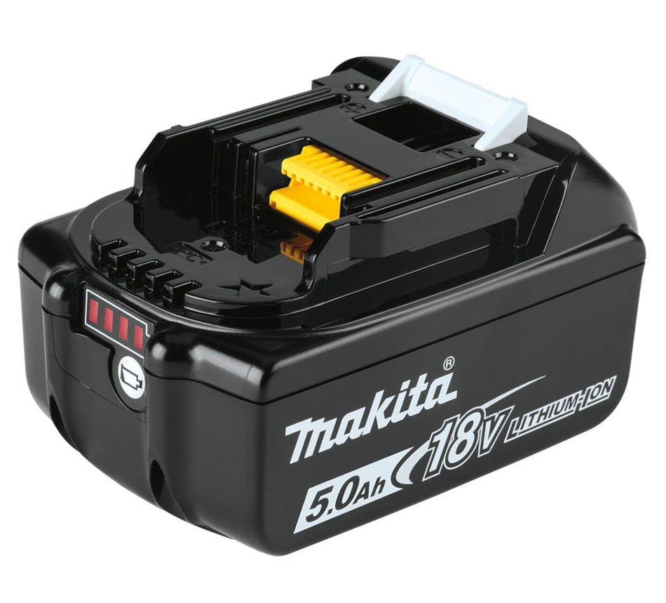 Makita 18V LXT® Lithium‑Ion 5.0Ah Battery BL1850B with fast charge, extended run-time, and star protection features.