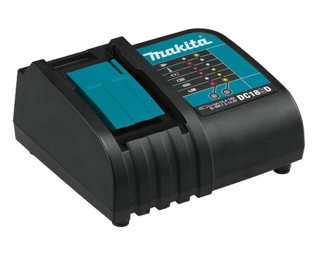 Angled studio view of the Makita DC18SD 18V LXT standard battery charger.