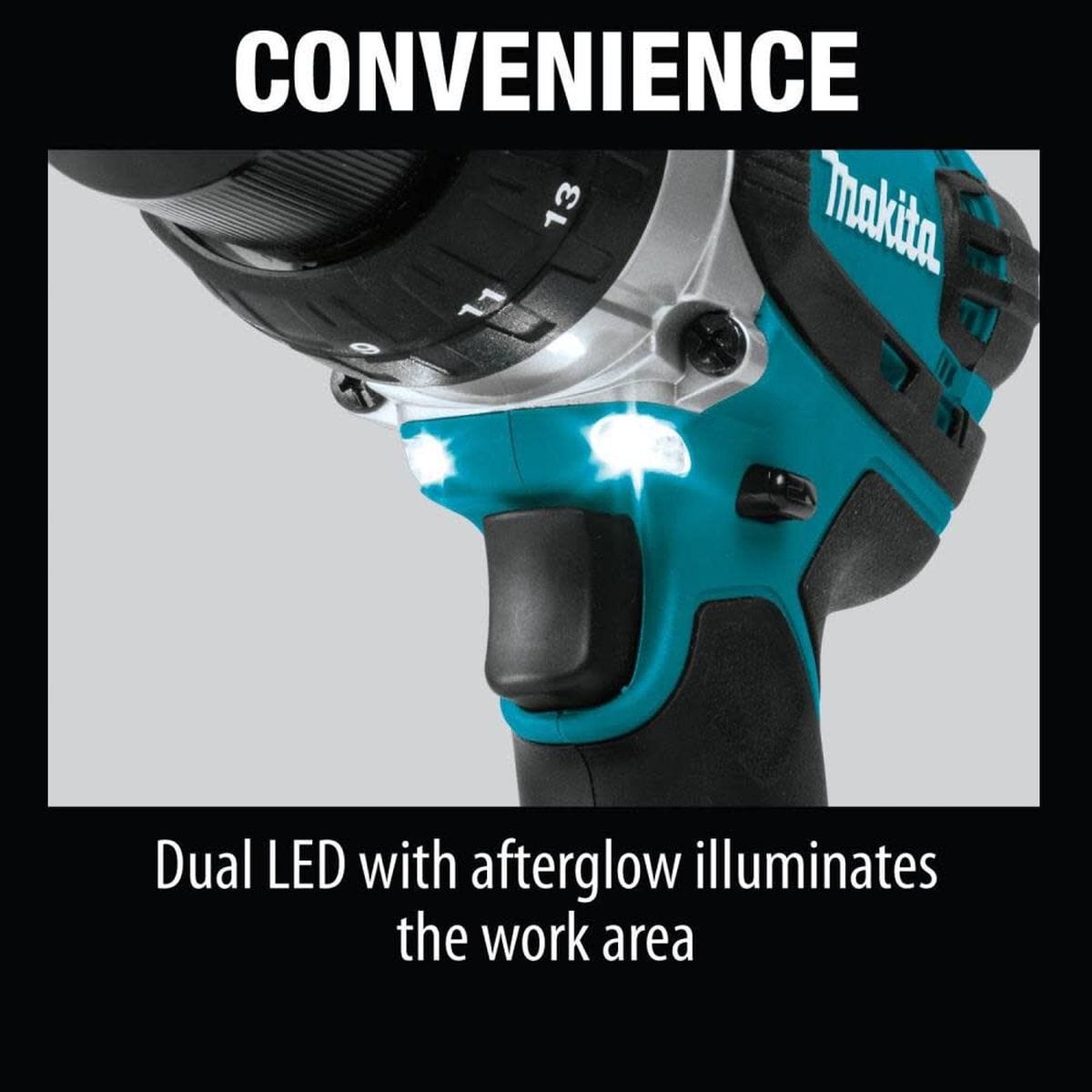 Hand tightening drill bit into Makita 18V LXT driver drill XFD03Z metal chuck with visible torque settings demonstrating secure bit installation for accurate drilling applications.