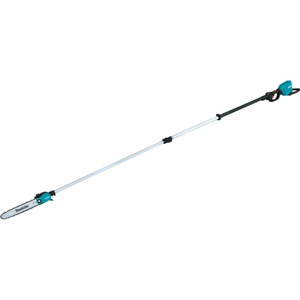 A studio image of the Makita XAU02 telescoping pole saw, fully extended against a white background.
