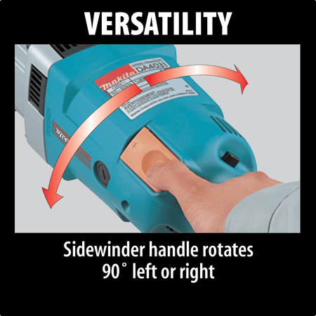 Sidewinder handle mechanism rotating 90 degrees left or right to provide maximum clearance in tight framing spaces.