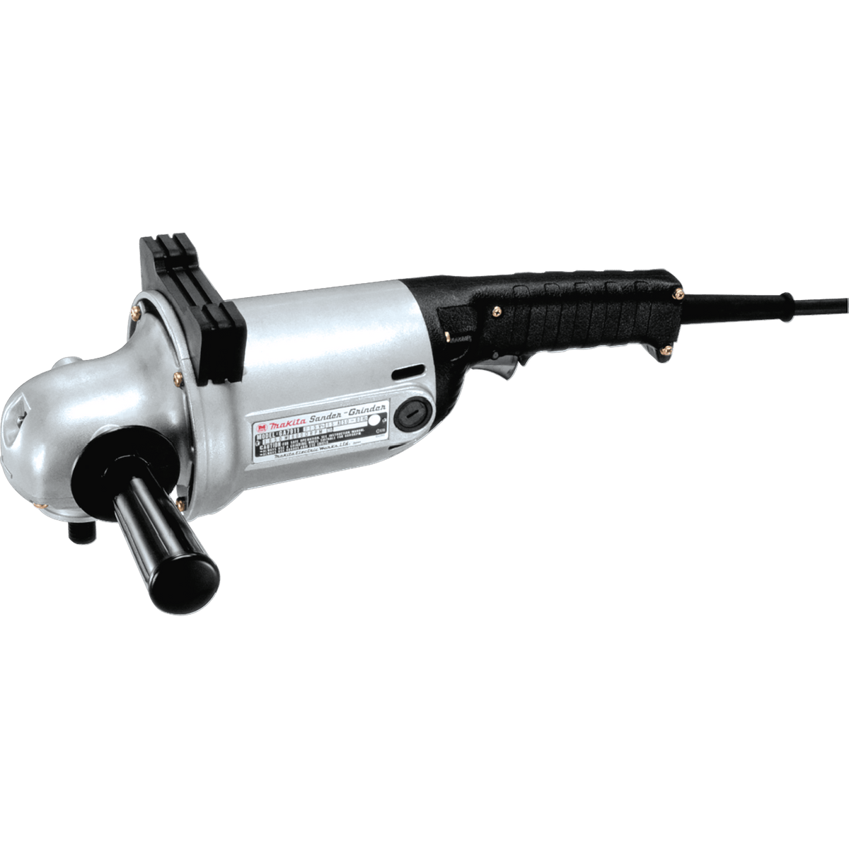 Makita GA7911 15-amp heavy-duty angle sander and grinder showing its durable metal housing and side handle.