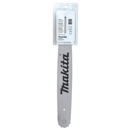 Back packaging of the Makita E-00119 18-inch chainsaw bar confirming direct fitment for gas models EA5000PR, EA5001PR, EA5600FR, and EA6100PR.