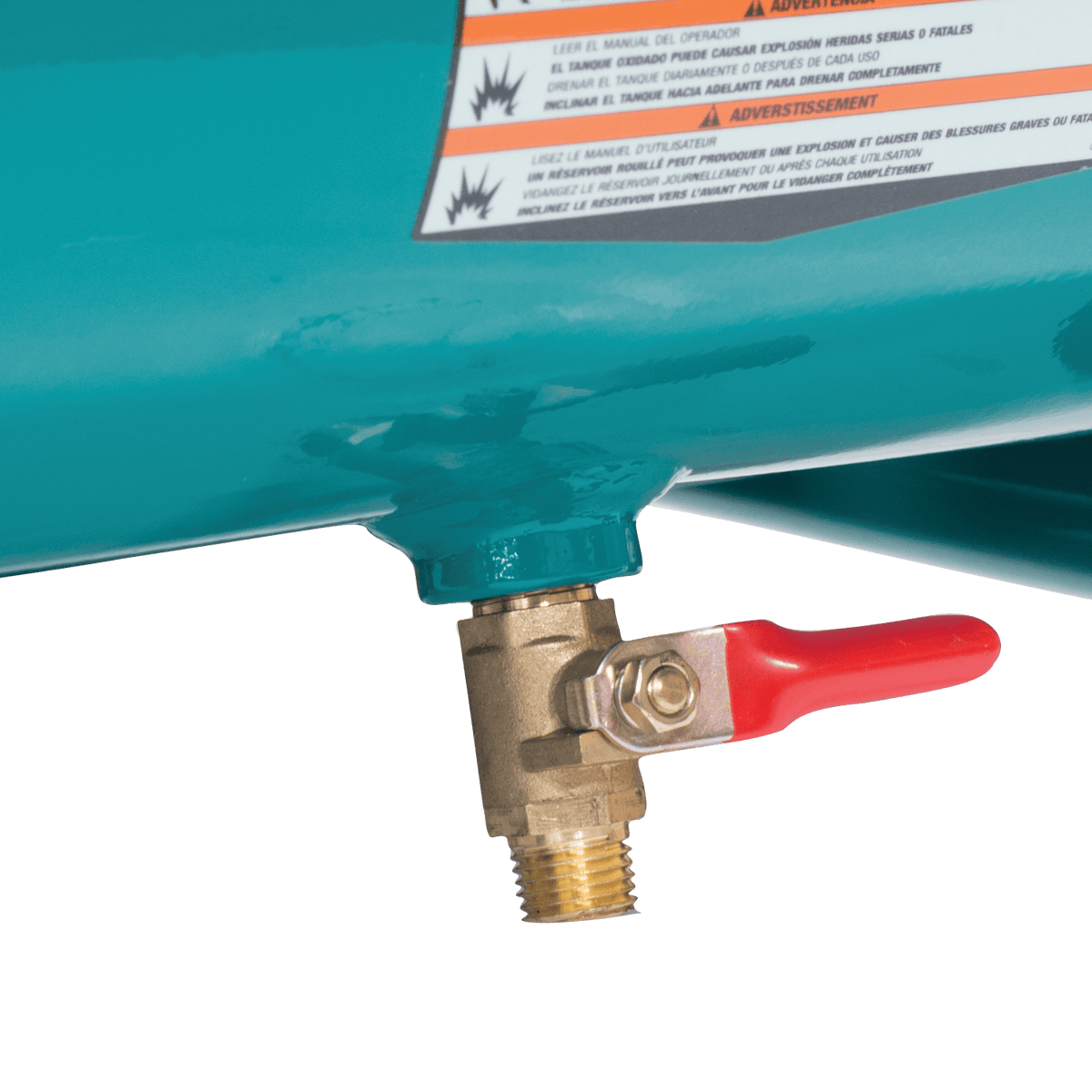 Makita MAC2400 brass lever-handle ball valve tank drain for fast and reliable condensation moisture release.