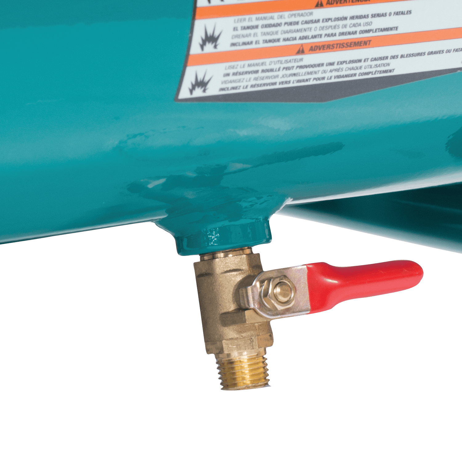 Makita MAC2400 brass lever-handle ball valve tank drain for fast and reliable condensation moisture release.