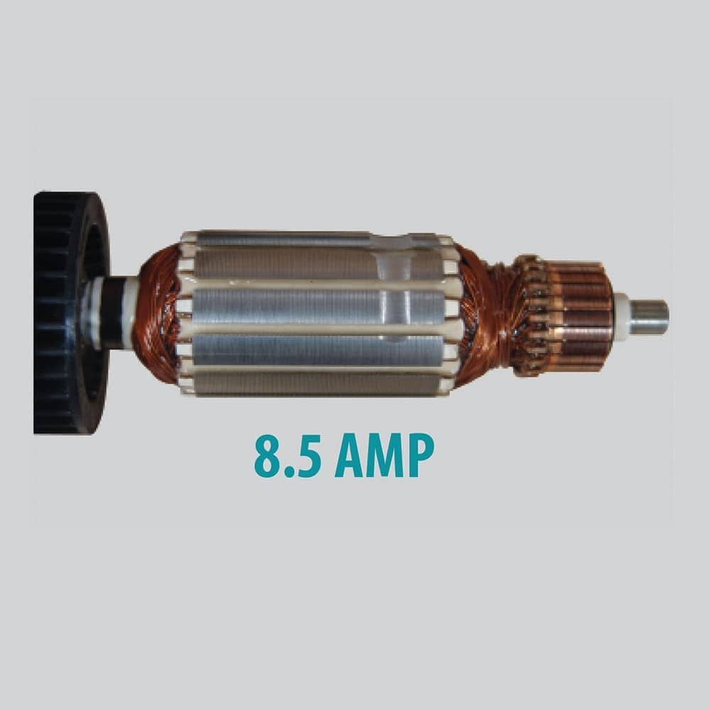 Heavy-duty armature of the Makita DS4012 drill highlighting its high-torque 8.5 Amp motor built for dense material mixing.