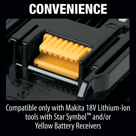 Close-up diagram of Makita yellow battery terminal receiver for Star Protection tool communication and thermal control.