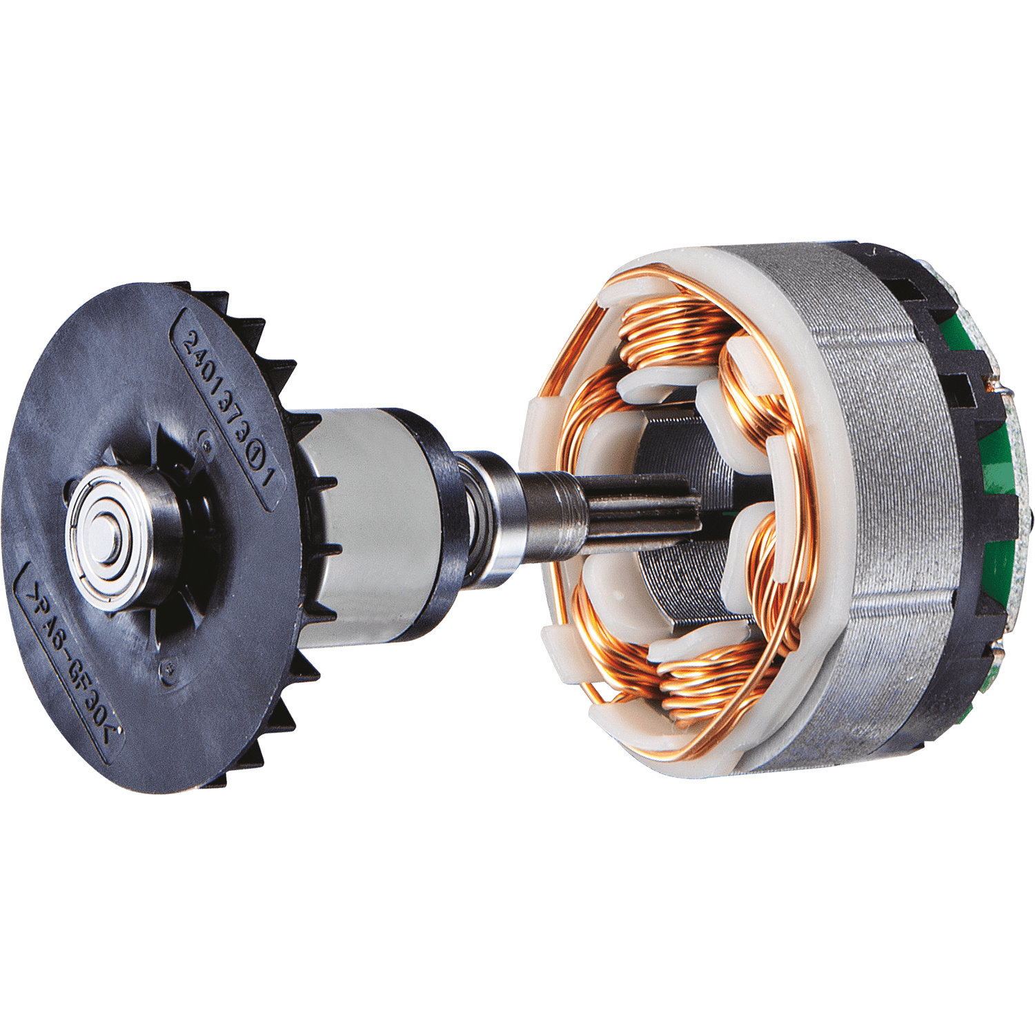 Internal copper windings and rotor of the Makita brushless motor engineered to deliver cooler running and longer tool life.