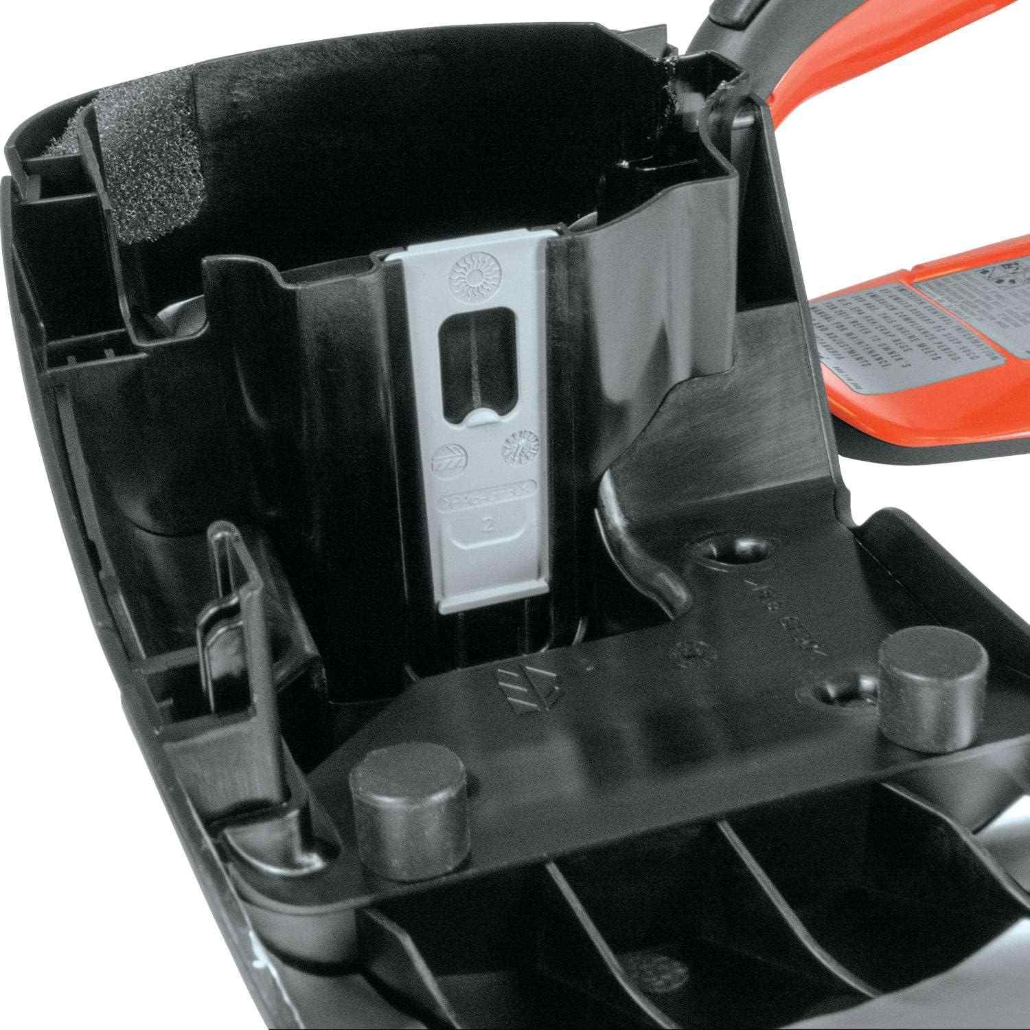 Close-up of the open engine compartment showing the slide-out baffle slot used for configuring cold weather operation.