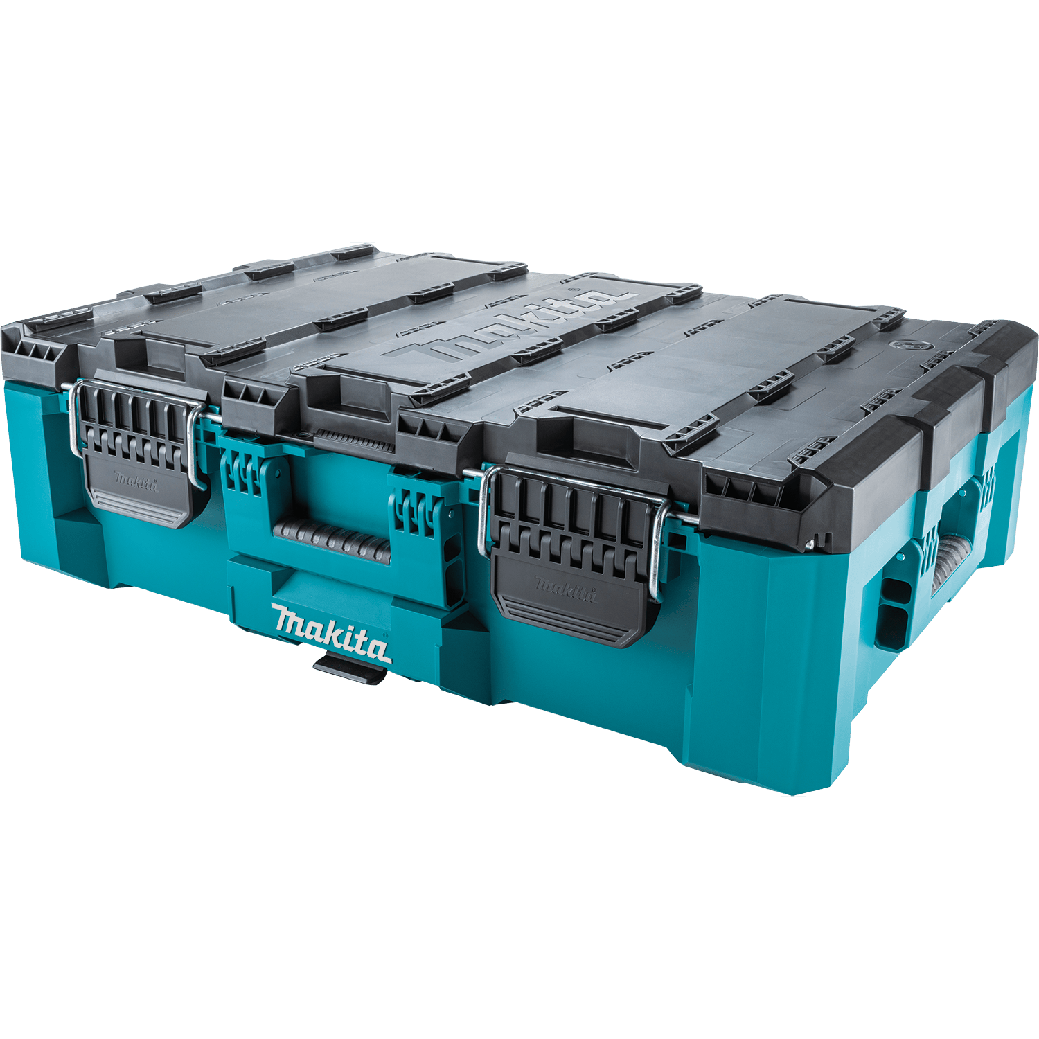 Makita MAKTRAK T-90015 large tool box made of impact-resistant copolymer with heavy-duty latches for jobsite power tool storage.