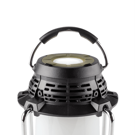 Top-mounted high-luminance LED flashlight dome on the Makita ADRM13 unit delivering directional spot illumination up to 200 lumens.