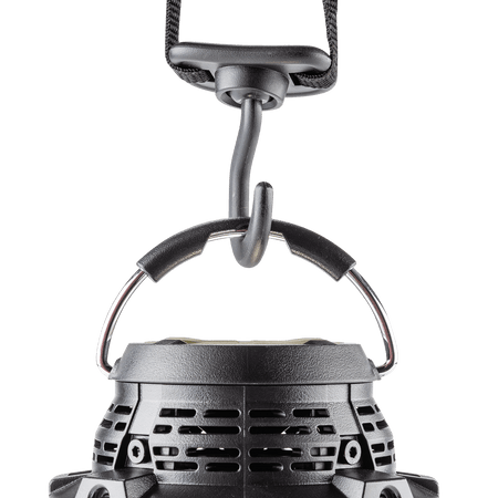 Included metal suspension hook attached to the top folding handle of the Makita ADRM13 lantern for overhead tent or jobsite lighting.