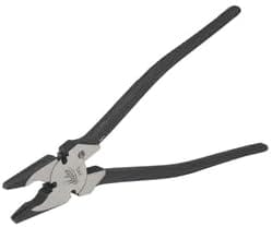 Side view of Malco FP2 fencing pliers showing the 1.3-inch jaw capacity and hardened steel construction for chain link fence maintenance.
