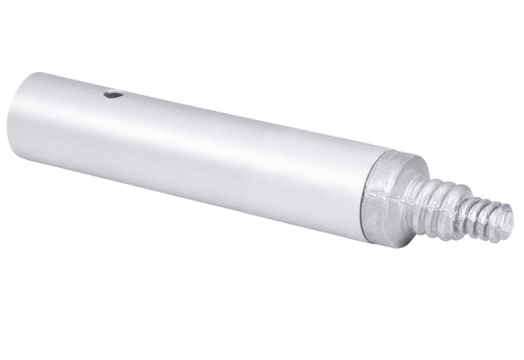 Side profile view of the push button to male thread adapter lying horizontally.