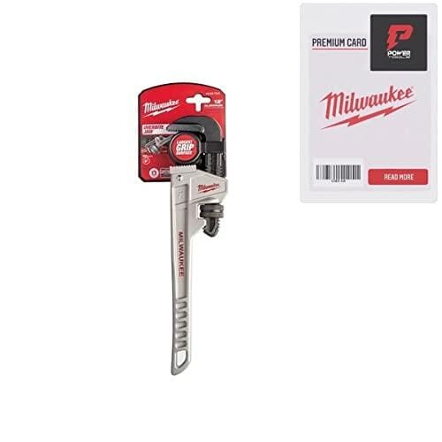 Milwaukee pipe wrench with packaging on a white background