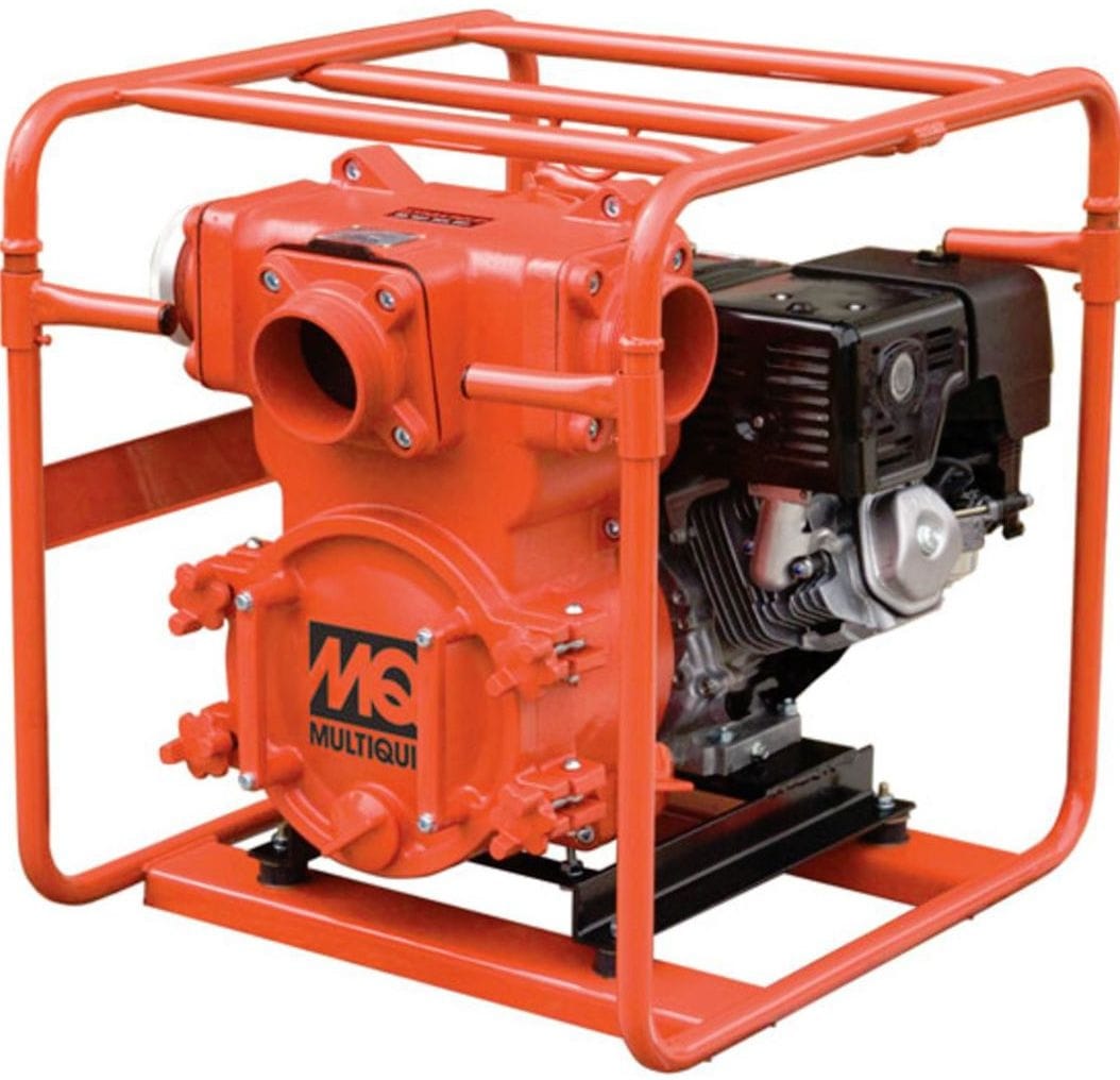 MultiQuip 4" Heavy-Duty Trash Pump QP4TH 555 GPM Honda GX340 Engine Dual Ports Cast Iron Impeller Steel Frame