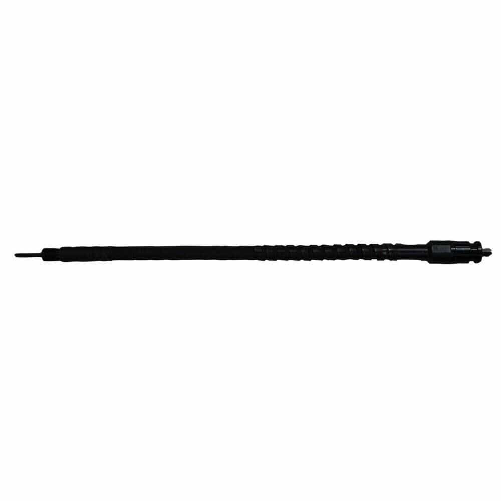 Flexible drill or screwdriver shaft extension with black coiled body and hexagonal connectors on both ends. Designed for reaching tight or angled spaces during mechanical or construction tasks. Compatible with power drills and bit holders.