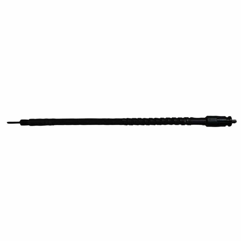 Flexible drill or screwdriver shaft extension with black coiled body and hexagonal connectors on both ends. Designed for reaching tight or angled spaces during mechanical or construction tasks. Compatible with power drills and bit holders.