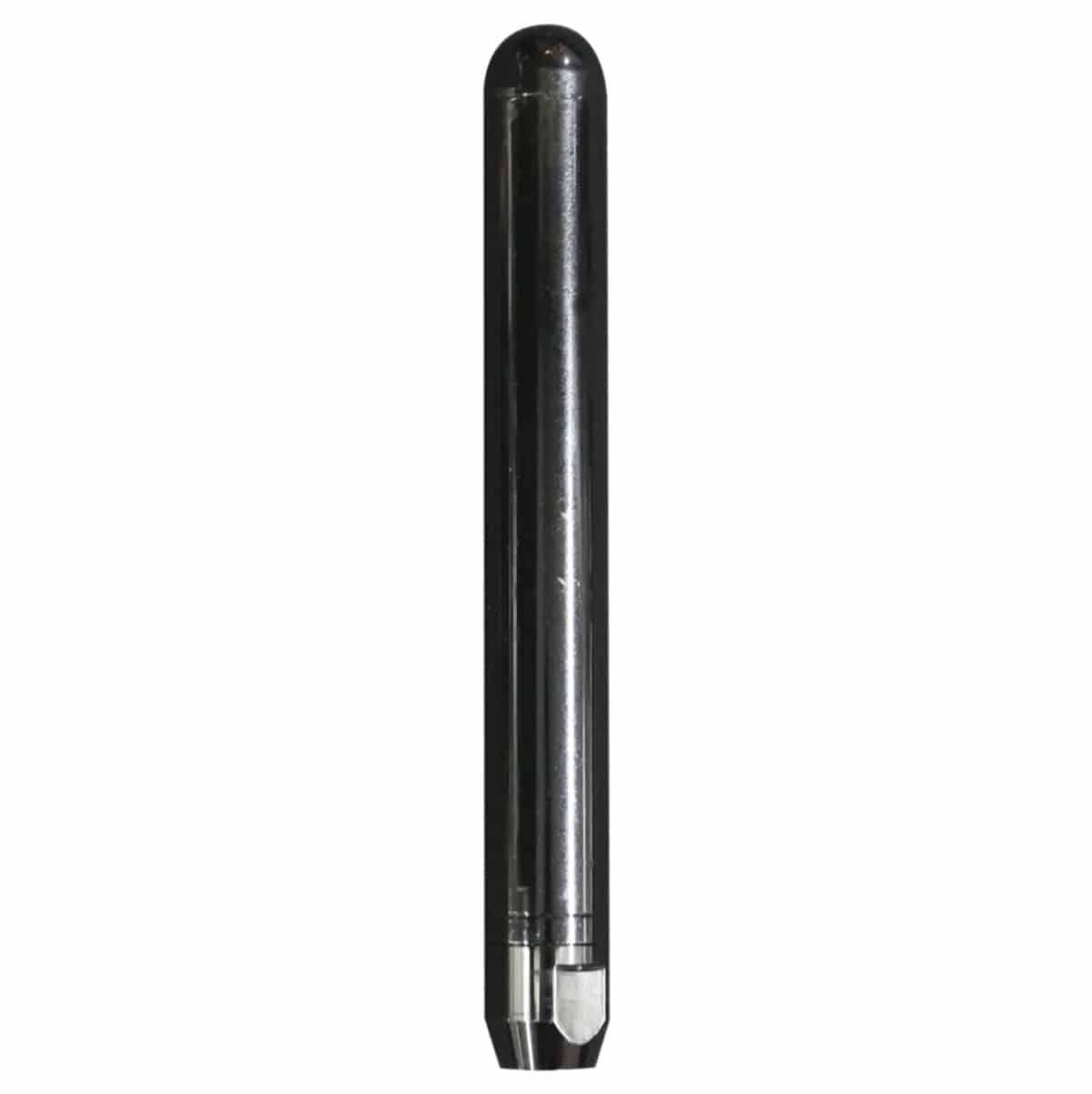 Vertical product view of a single Multiquip 2600HD - Vibrator Head 2-5/8 inch concrete vibrator head isolated against a plain white background, showing its long cylindrical steel shell body, case-hardened round pencil tip at the top, and threaded core shaft coupling connection at the bottom base.