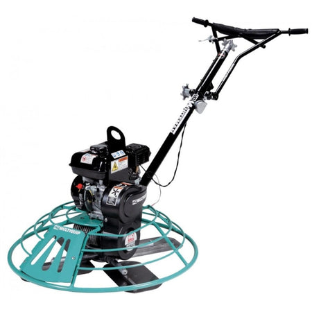 Multiquip Whiteman B46H90-QXH power trowel featuring an 8.5 HP Honda GX270 engine and 46-inch guard ring for concrete slab finishing.