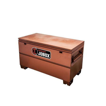 Closed Crescent JOBOX chest with side handles and raised legs, built for industrial-grade tool storage.