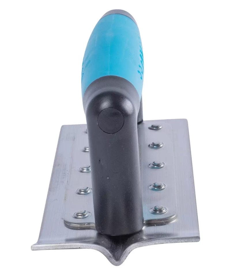 Rear profile view of the groover highlighting the ergonomic soft grip handle and the stainless steel blade construction.