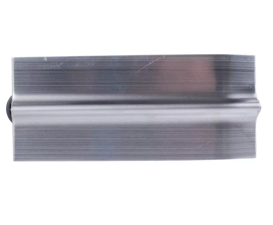 Bottom view of the stainless steel groover blade showing the narrow central bit and smooth finish.