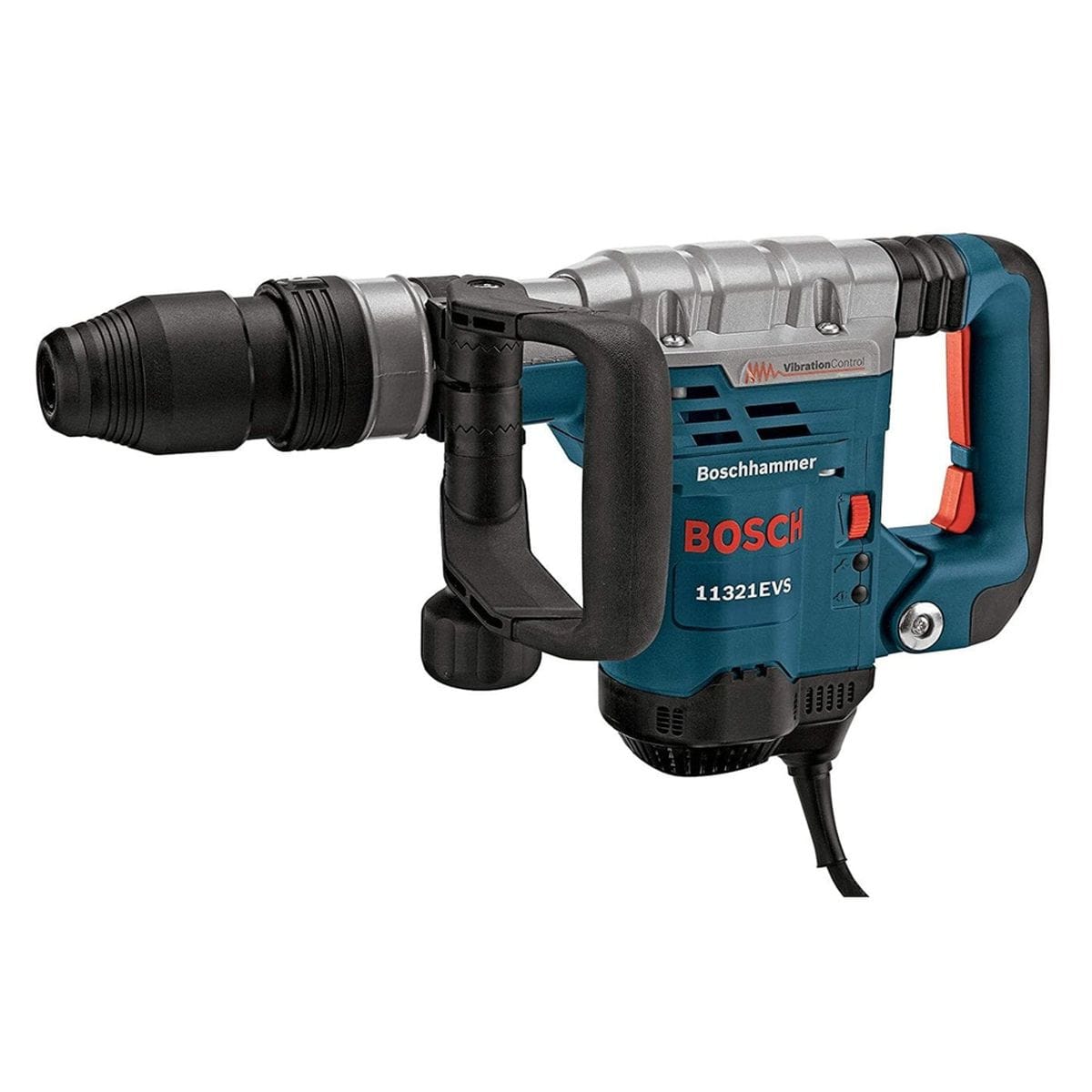 A three-quarter profile studio shot of the Bosch 11321EVS SDS-max demolition hammer.