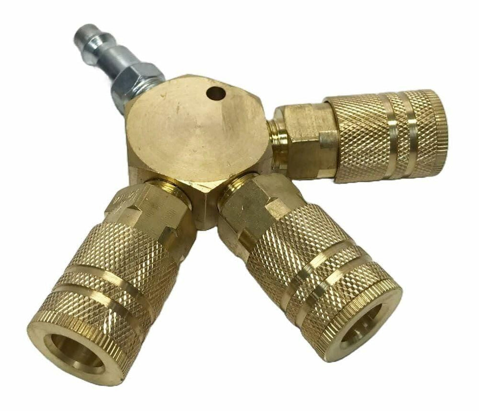 Brass spray gun nozzle on a white background