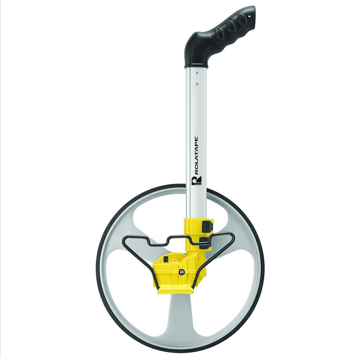 Rolatape RT312M measuring wheel collapsed down to 62 cm using quick-clamp latches for compact transport and storage.