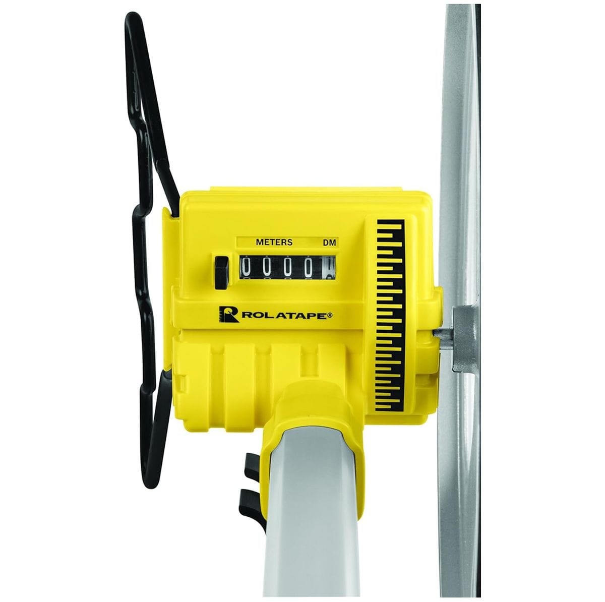 Mechanical display on the Rolatape RT312M measuring wheel tracking metric distances in meters and decimeters.