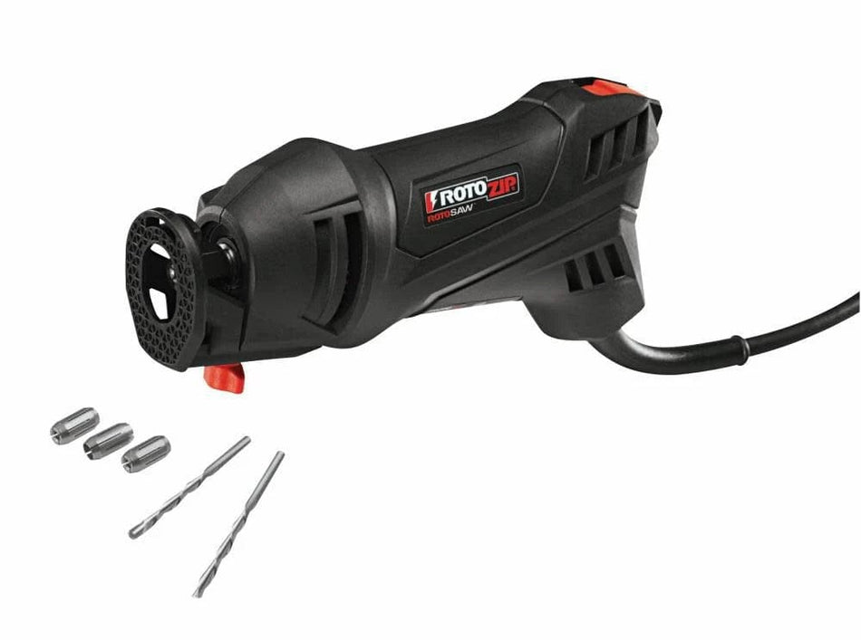 Rotozip SS355-10 5.5 Amp High Performance Spiral Saw Tool Kit Compact Lightweight RotoSaw with Collets and Bits for Plunge Cuts and Freehand Cut-Outs