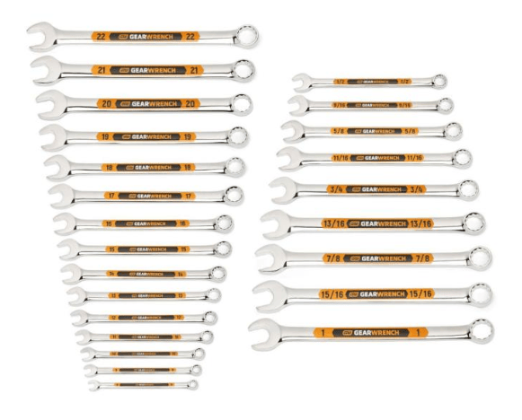 GEARWRENCH Hi-Viz Long Pattern Combination Wrench Set 24-Piece 12-Point SAE/Metric (81900H)
