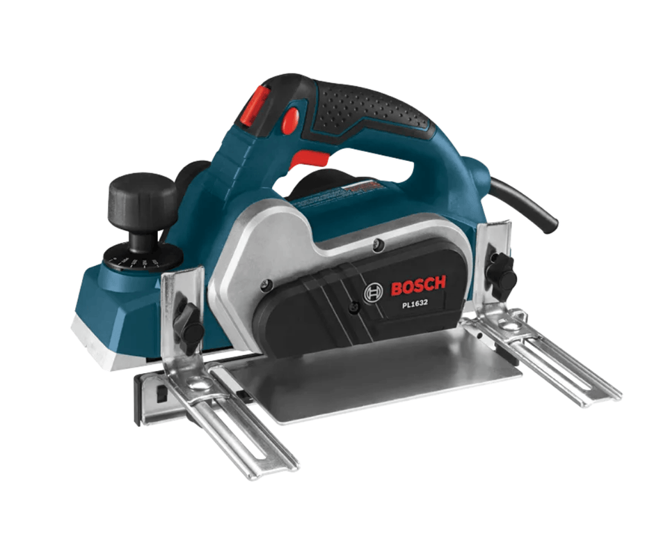 Bosch FL1802 plunge router with a metal guide plate and adjustment feet, shown on a solid white background.