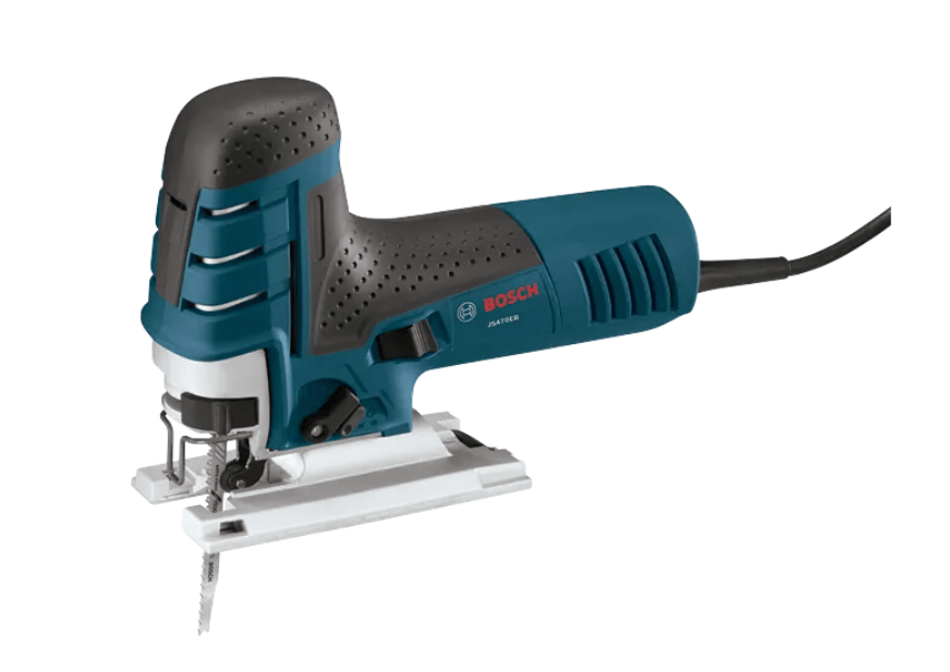 Bosch Jigsaw Jetpack cordless jigsaw in teal and dark gray with a white base plate, shown on a solid white background.