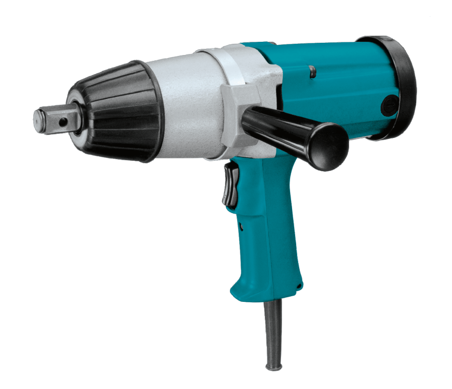 A pneumatic impact wrench with a teal and silver body, black accents, and a metal chuck attachment, shown against a plain white background.
