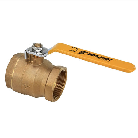 Seal Fast Full Bore 2-Piece Brass Ball Valve 2 Inch 600 WOG Plumbing HVAC Steam Air Systems